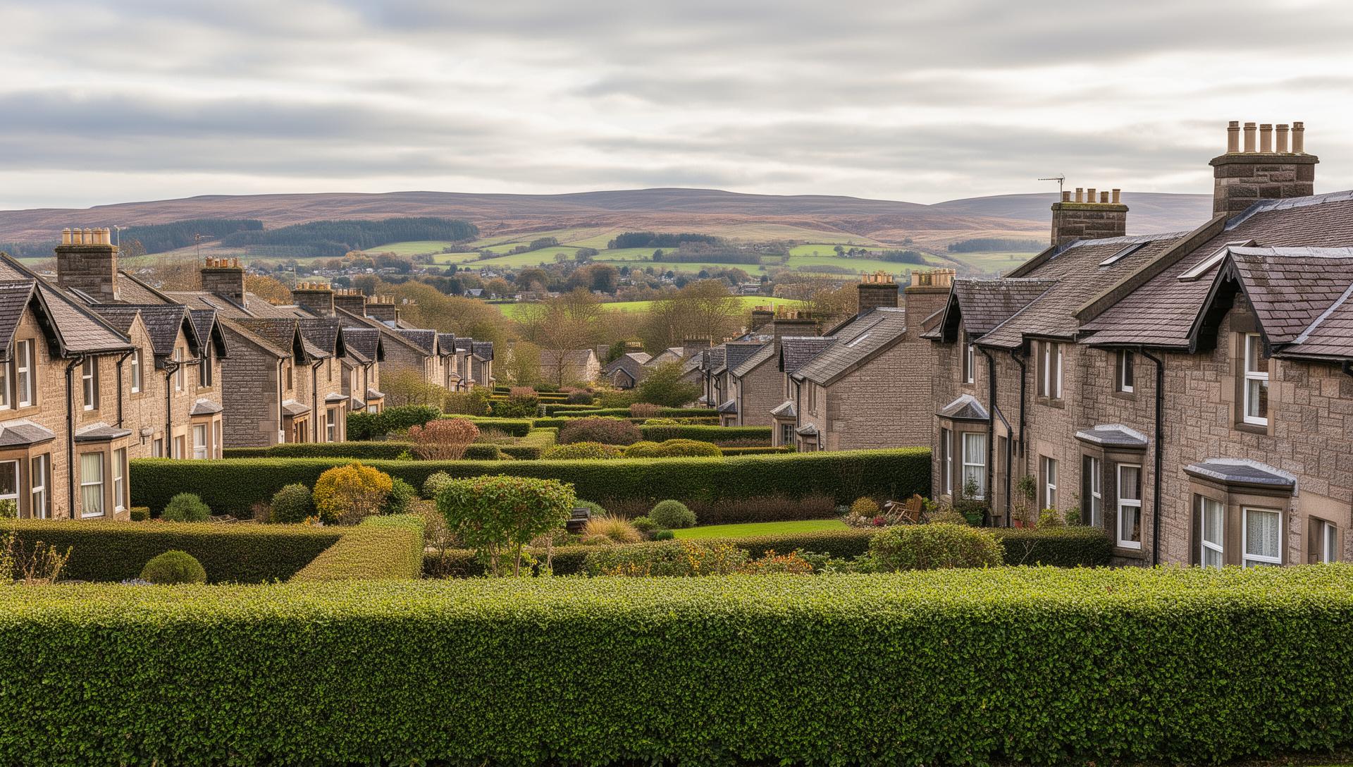 Suburban homes and gardens in Barrhead, East Renfrewshire