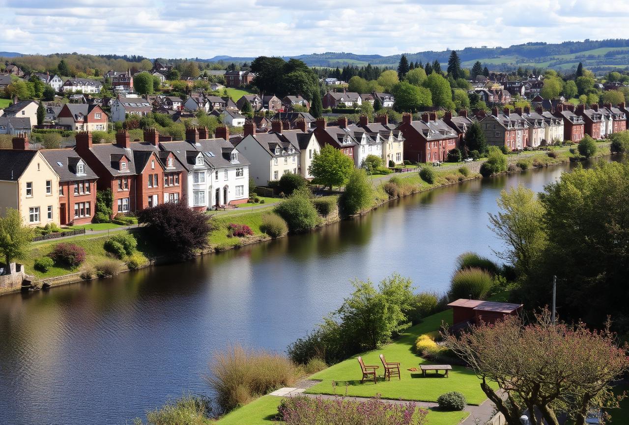 Residential homes along the River Clyde in Clydebank